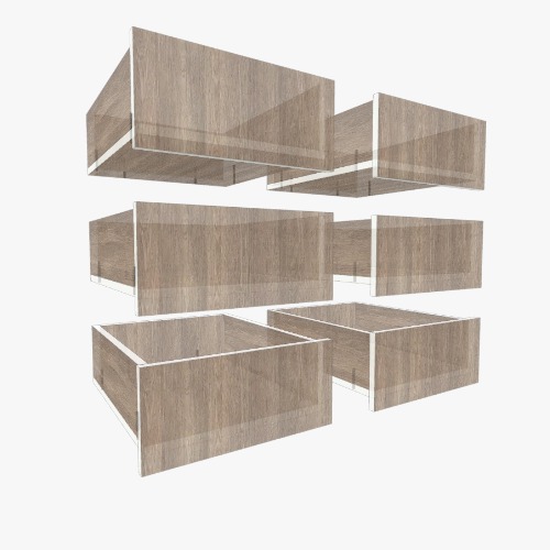 Ящик в шкаф-купе (стойка ш=400, г=500, в=725) направляющие push to open Proyectos y planos de muebles 3D gratuitos de la Comunidad Flatma