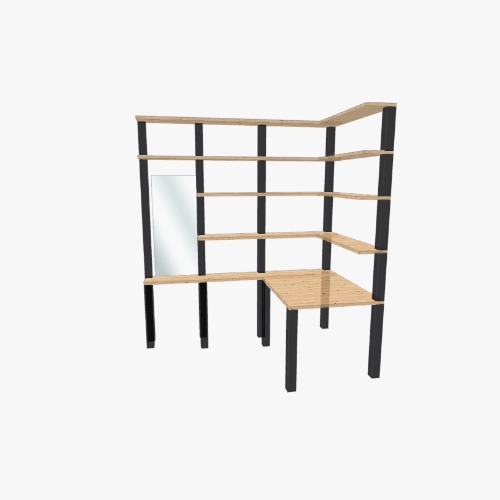 Escritorio con biblioteca y espejo esquinero