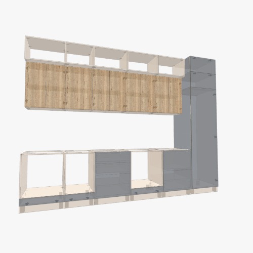 Кухня на прямую стену с встроенной техникой