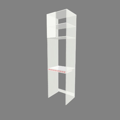 Открытый шкаф для стиральной и сушильной машин с закрытыми полками и выдвижным столиком